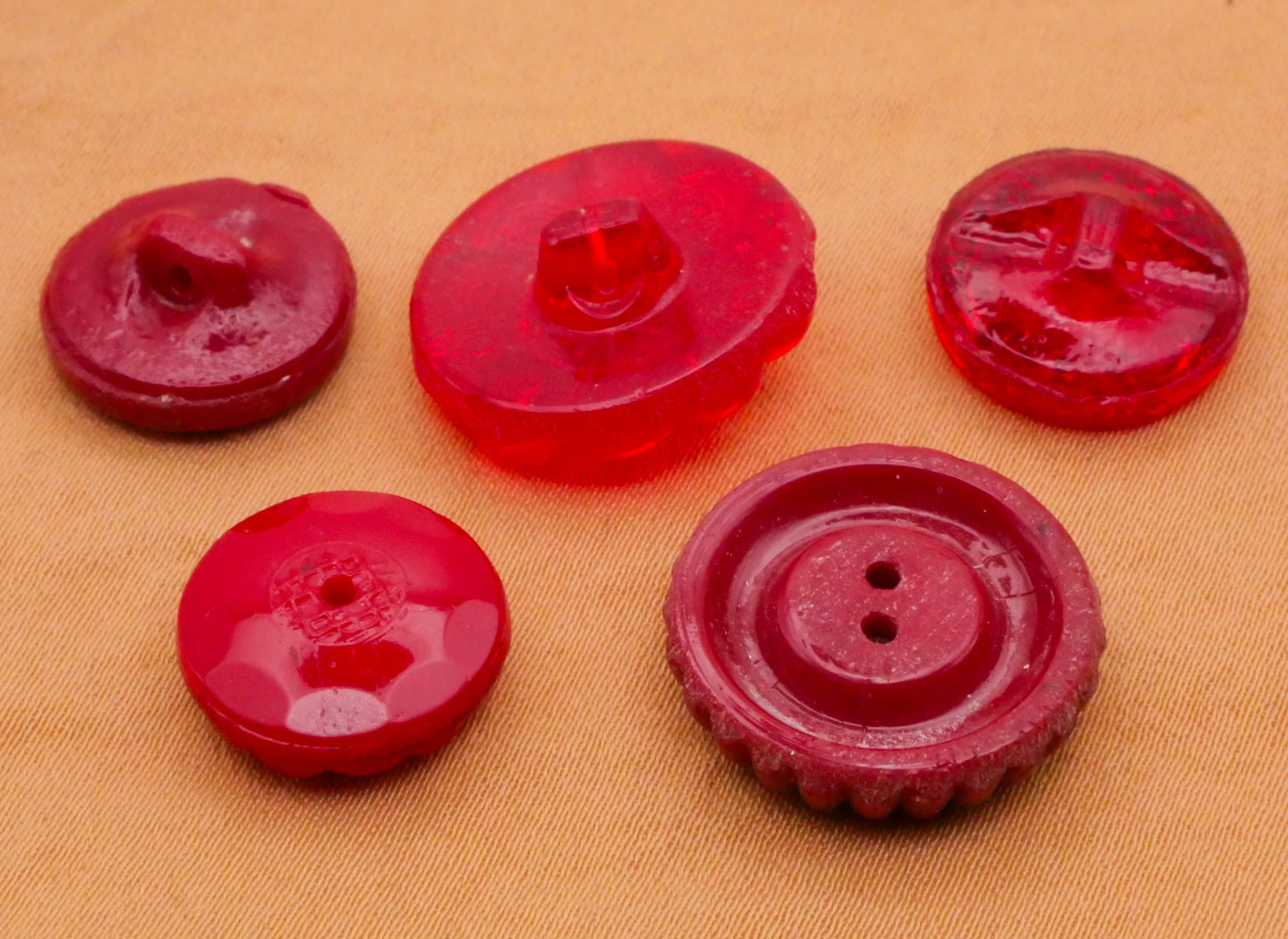 Rich Red Vintage Glass Button Various 14-18mm