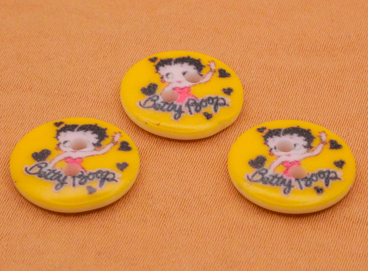 Betty Boop Yellow Vintage Plastic Button Various 15mm