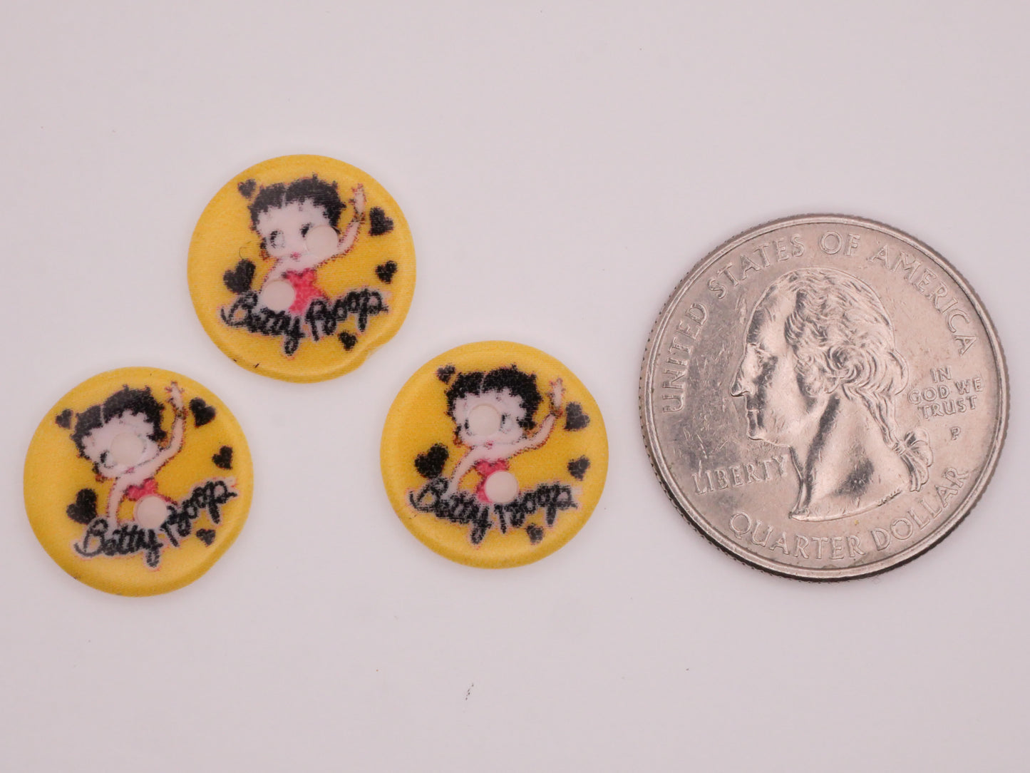 Betty Boop Yellow Vintage Plastic Button Various 15mm