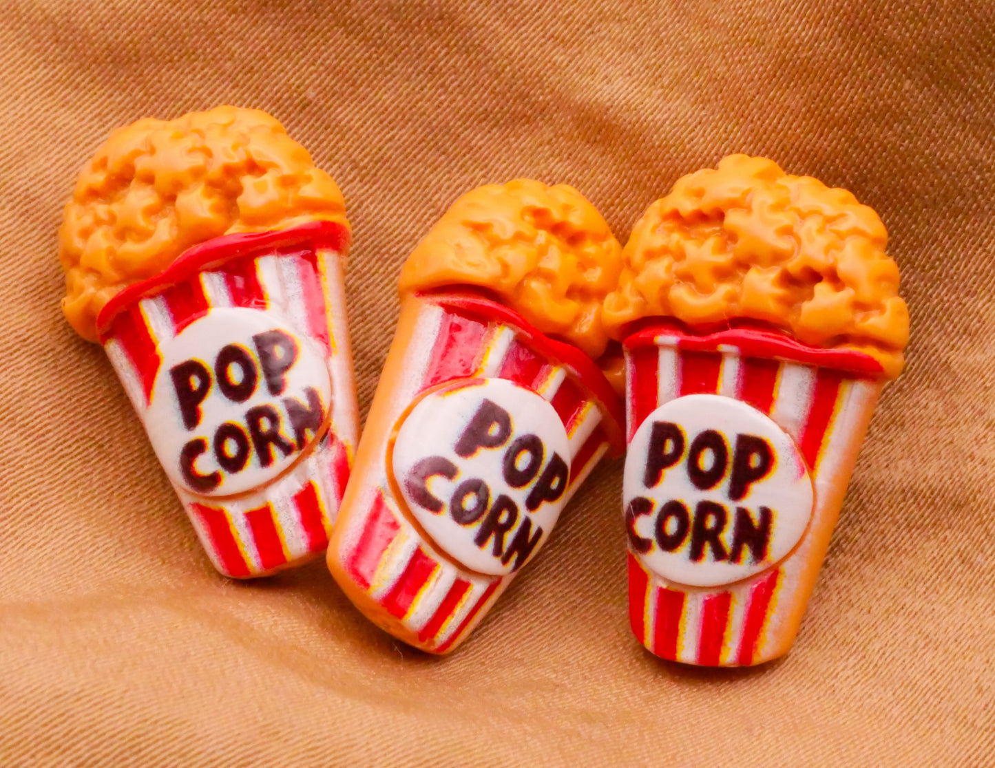 Popcorn Movie Theater Food Plastic Button 13x22mm