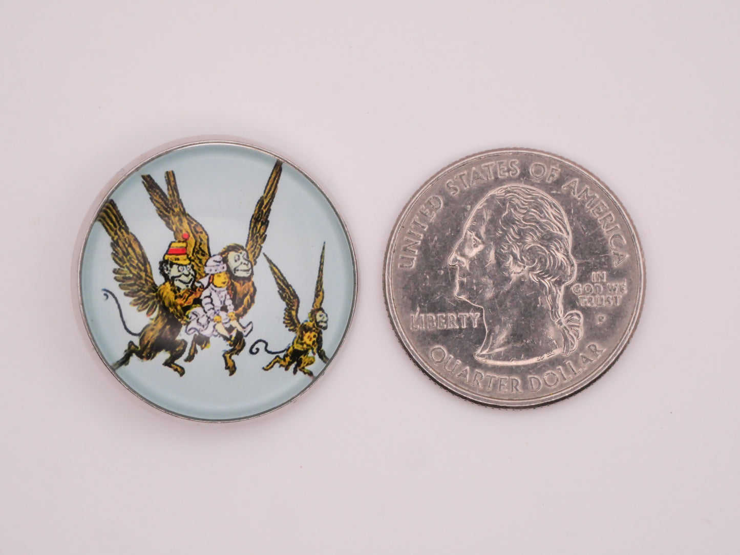 Wonderful Wizard of Oz Glass Silver Metal Button Various 27mm