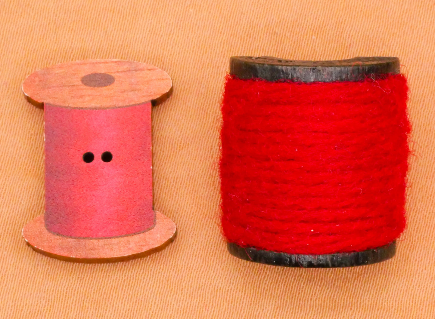 Red Thread Spool Sewing Wood Button Various 15-20mm