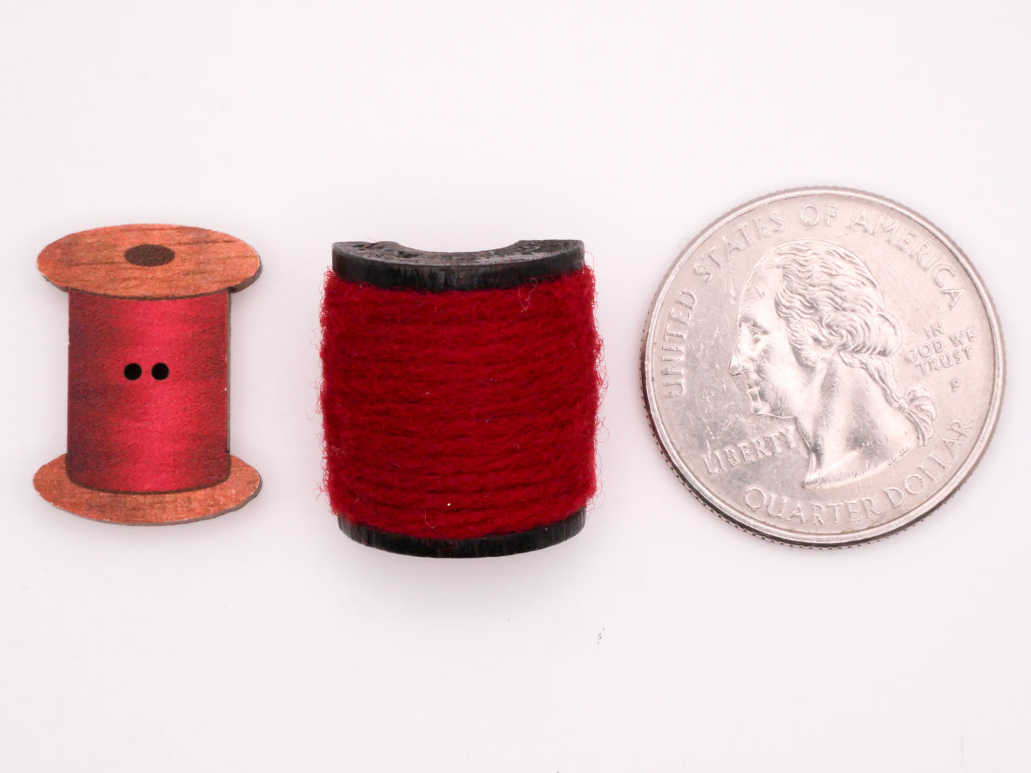 Red Thread Spool Sewing Wood Button Various 15-20mm