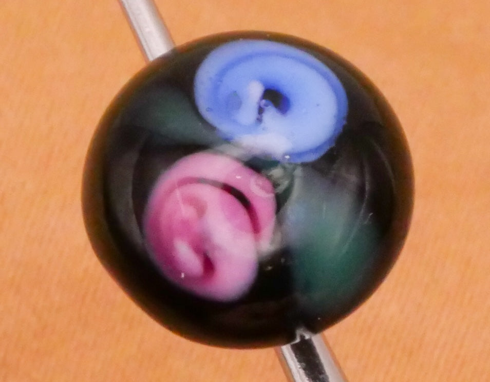Rose Bud Trio Lampwork Glass Antique Button Various 10-11mm