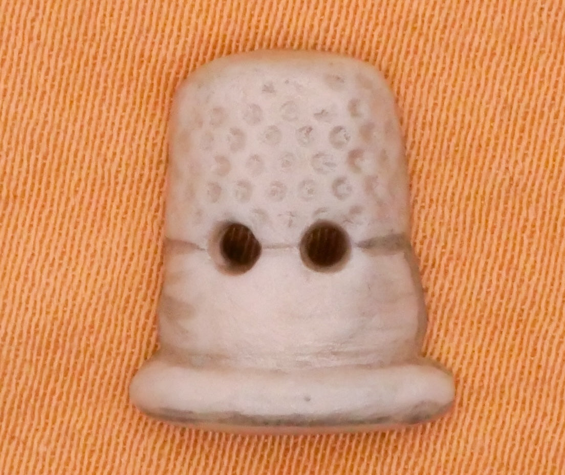 Thimble Realistic Hand-Painted Porcelain Ceramic Button 12x13mm