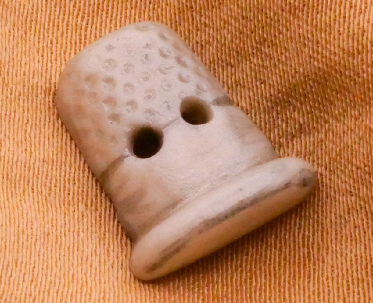 Thimble Realistic Hand-Painted Porcelain Ceramic Button 12x13mm