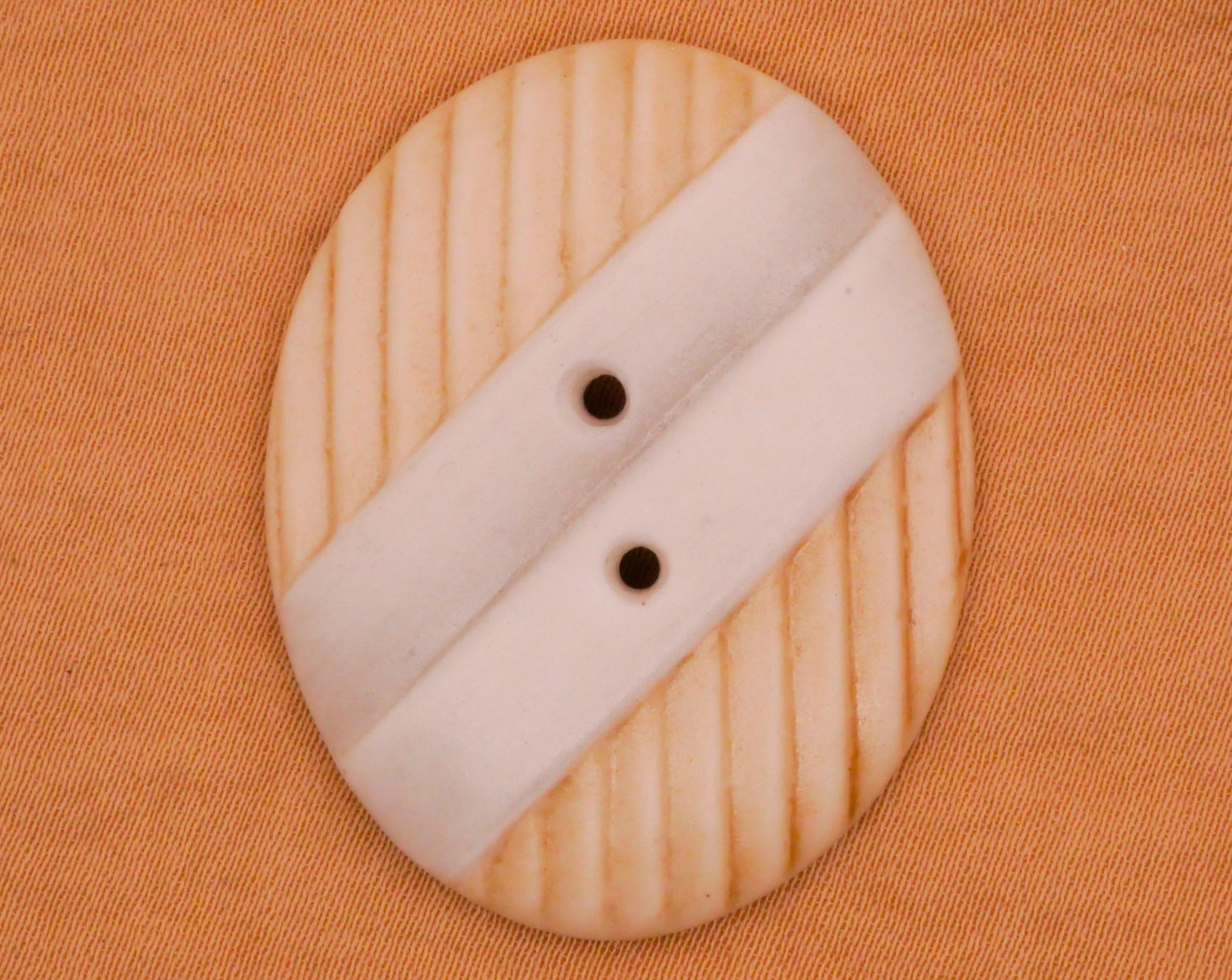 Pleated Fabric Look Porcelain Ceramic Large Oval Button 29x36mm