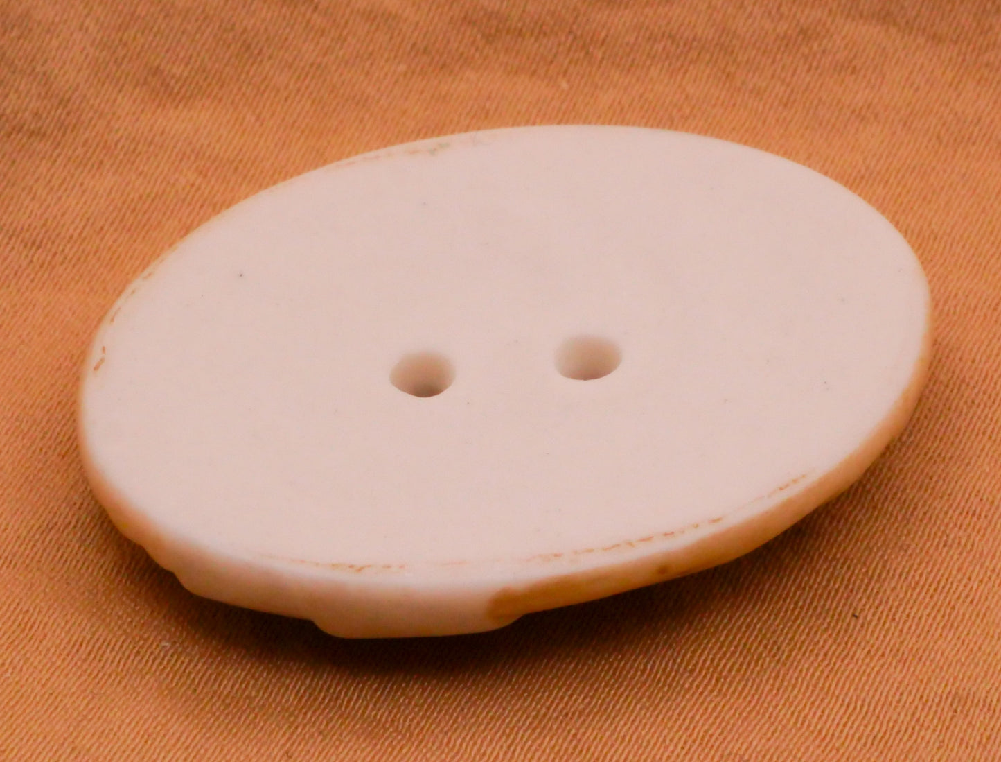 Pleated Fabric Look Porcelain Ceramic Large Oval Button 29x36mm