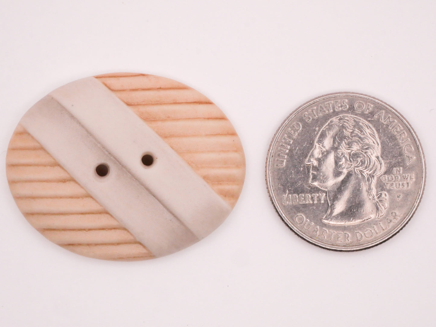 Pleated Fabric Look Porcelain Ceramic Large Oval Button 29x36mm