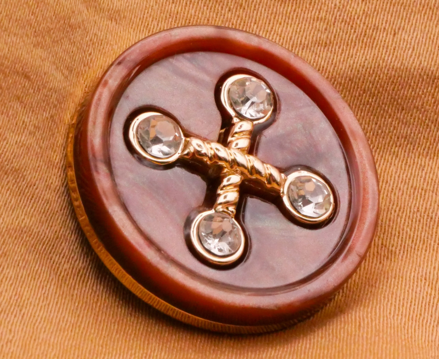 Threaded Button Look Rhinestone Plastic Metal Button 23mm