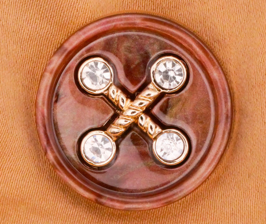 Threaded Button Look Rhinestone Plastic Metal Button 23mm