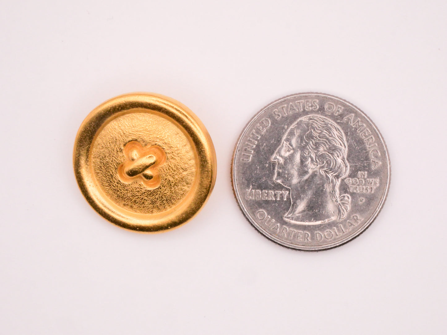Threaded Look Vintage Gold Metal Shank Back Button 22mm