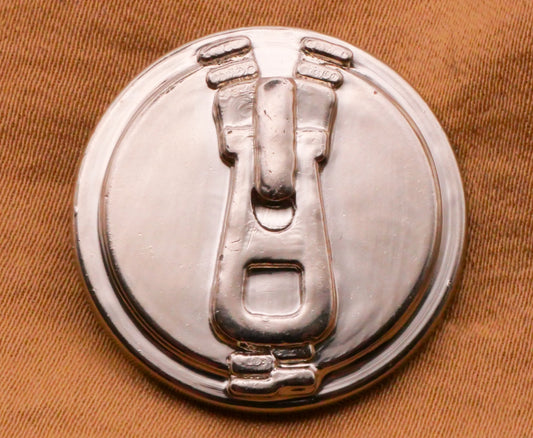 Zipper Design Vintage Silver Plastic Button 25mm