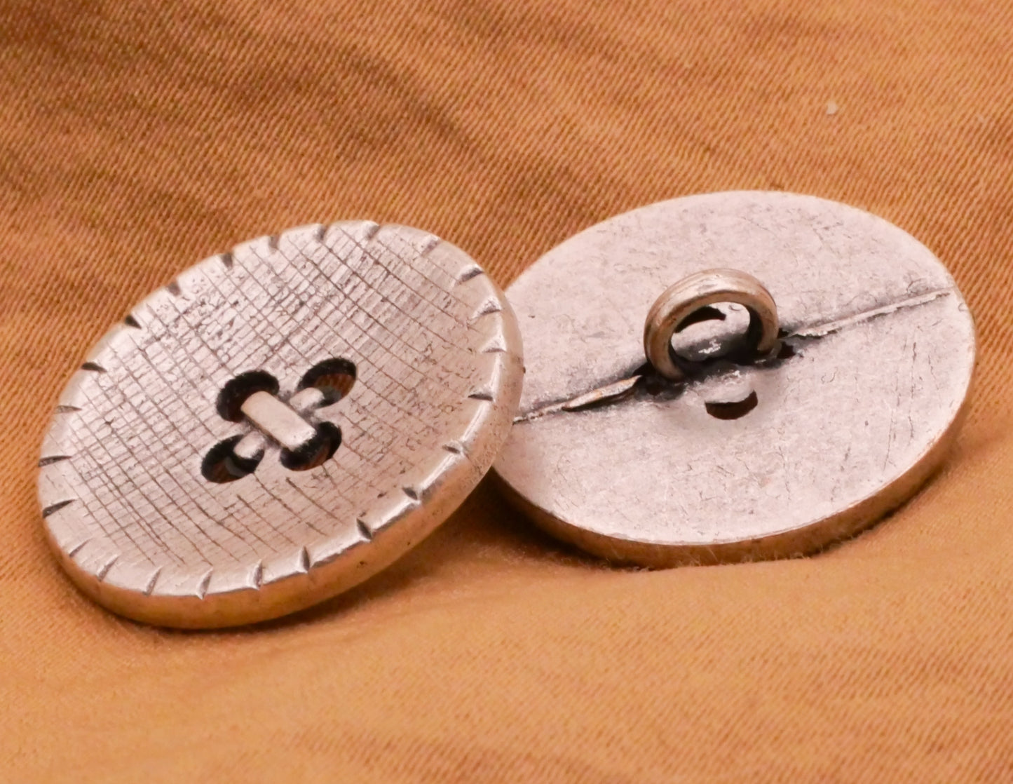 Threaded Button Look Textured Silver Metal Shank Back Button 20mm