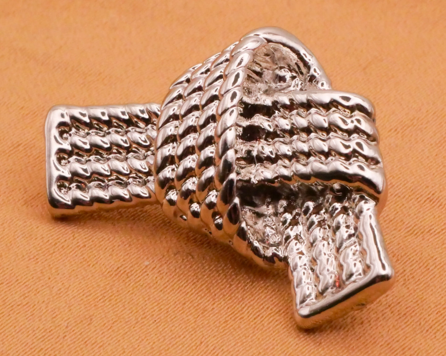 Knot Rope Belt Realistic Silver Metal Button 18x29mm