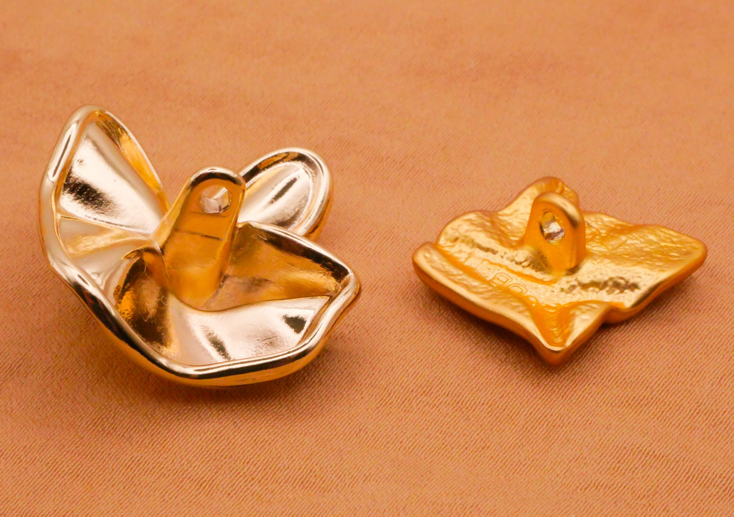 Draped Fabric Look Gold Metal Button Various 16-24mm