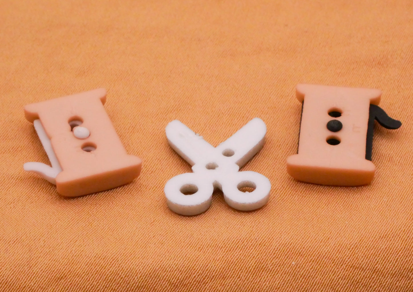Sewing Thread Spool Scissors Plastic Set of Twelve Buttons 13-15mm