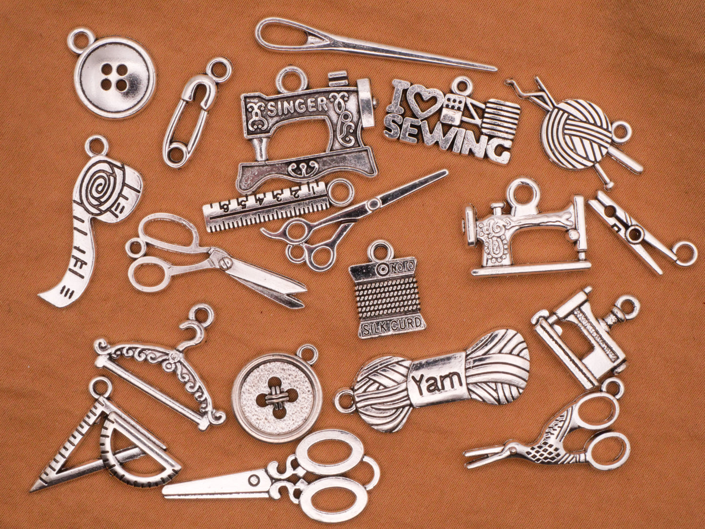 Sewing Seamstress Fashion Theme Set of Twenty Metal Charms Embellishments Various 5-38mm