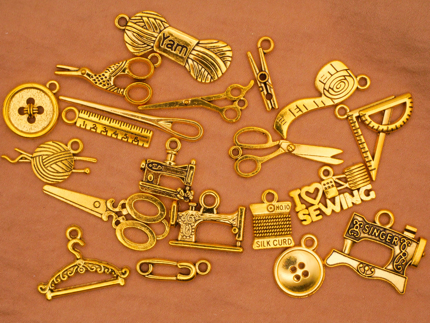 Sewing Seamstress Fashion Theme Set of Twenty Metal Charms Embellishments Various 5-38mm