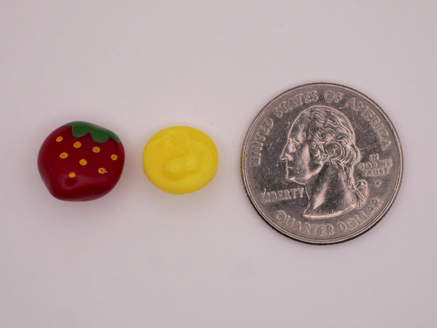 Fruit Strawberry or Cherry Vintage Glass Button Various 11-13mm