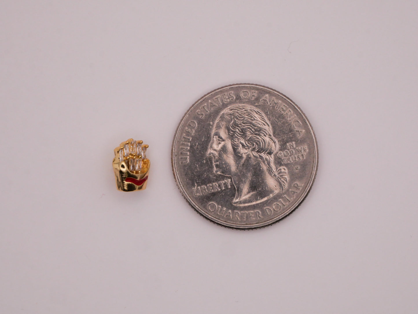 French Fry Fries Rhinestone Enamel Metal Button 7x8mm