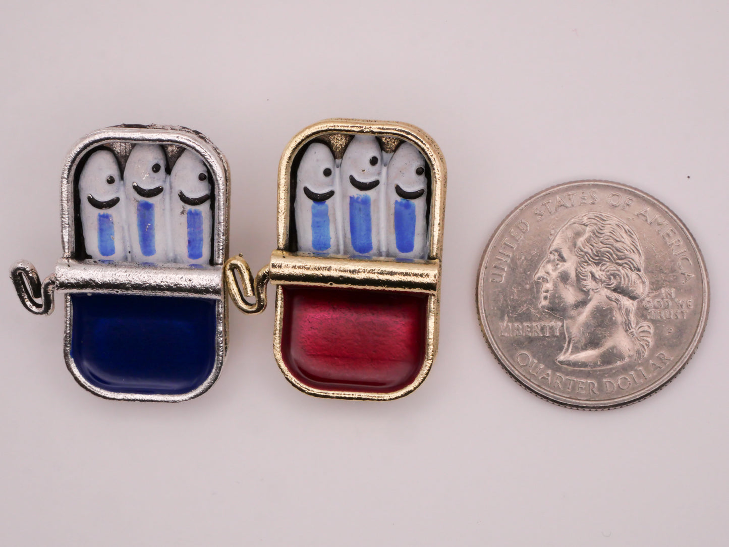 Sardine Fish Tin Realistic Enamel Metal Button Various 22x28mm