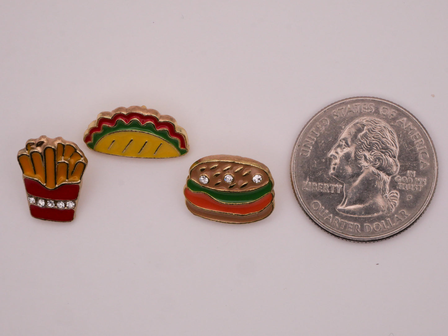 Food Fries Taco or Hamburger Enamel Metal Button Various 10-18mm