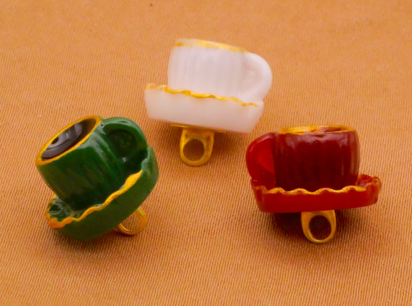 Espresso Coffee Realistic Plastic Set of Three Buttons 14mm