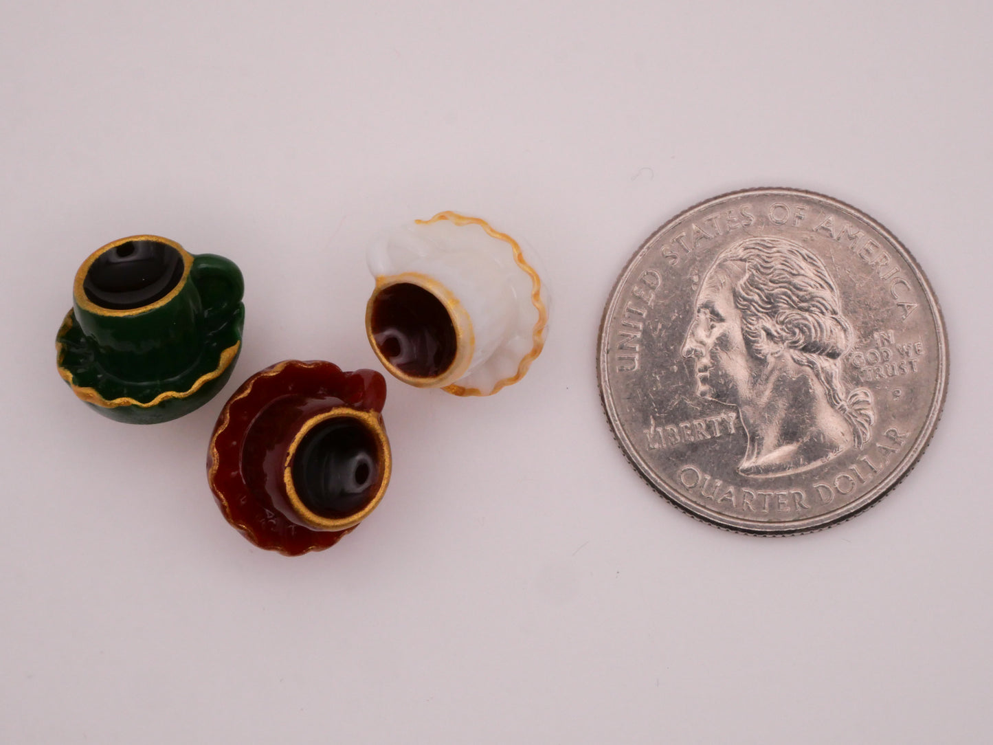 Espresso Coffee Realistic Plastic Set of Three Buttons 14mm