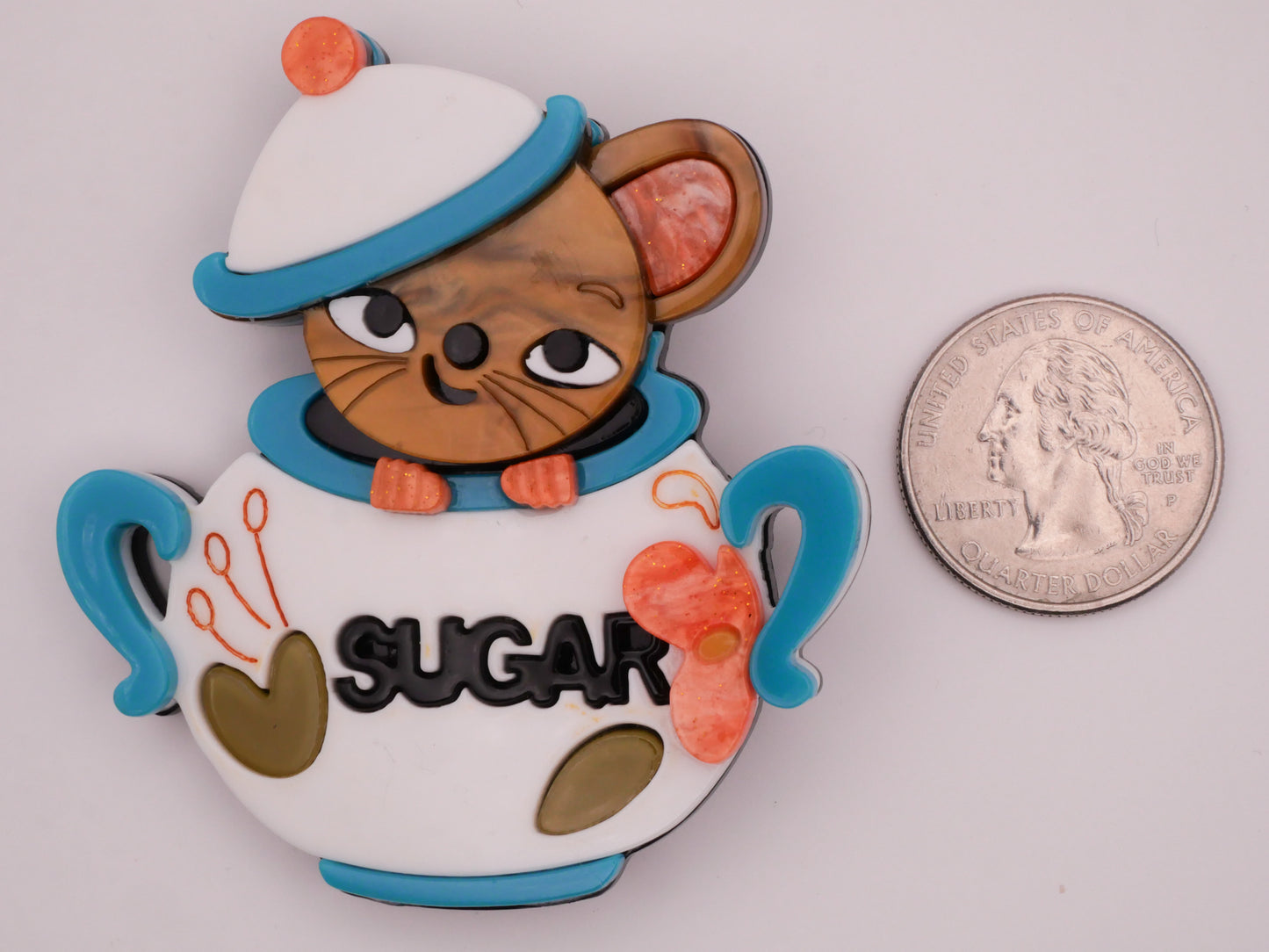 Dormouse Sugar Bowl Verbal Large Acrylic Plastic Button 59x65mm