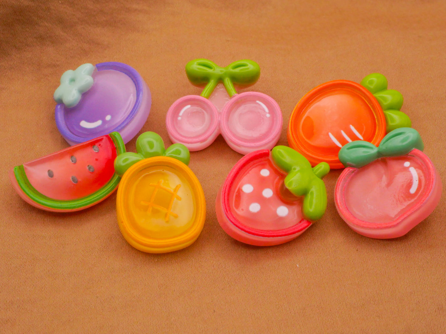 Fruit Vegetable Colorful Plastic Assorted Set of Five Buttons 13-25mm