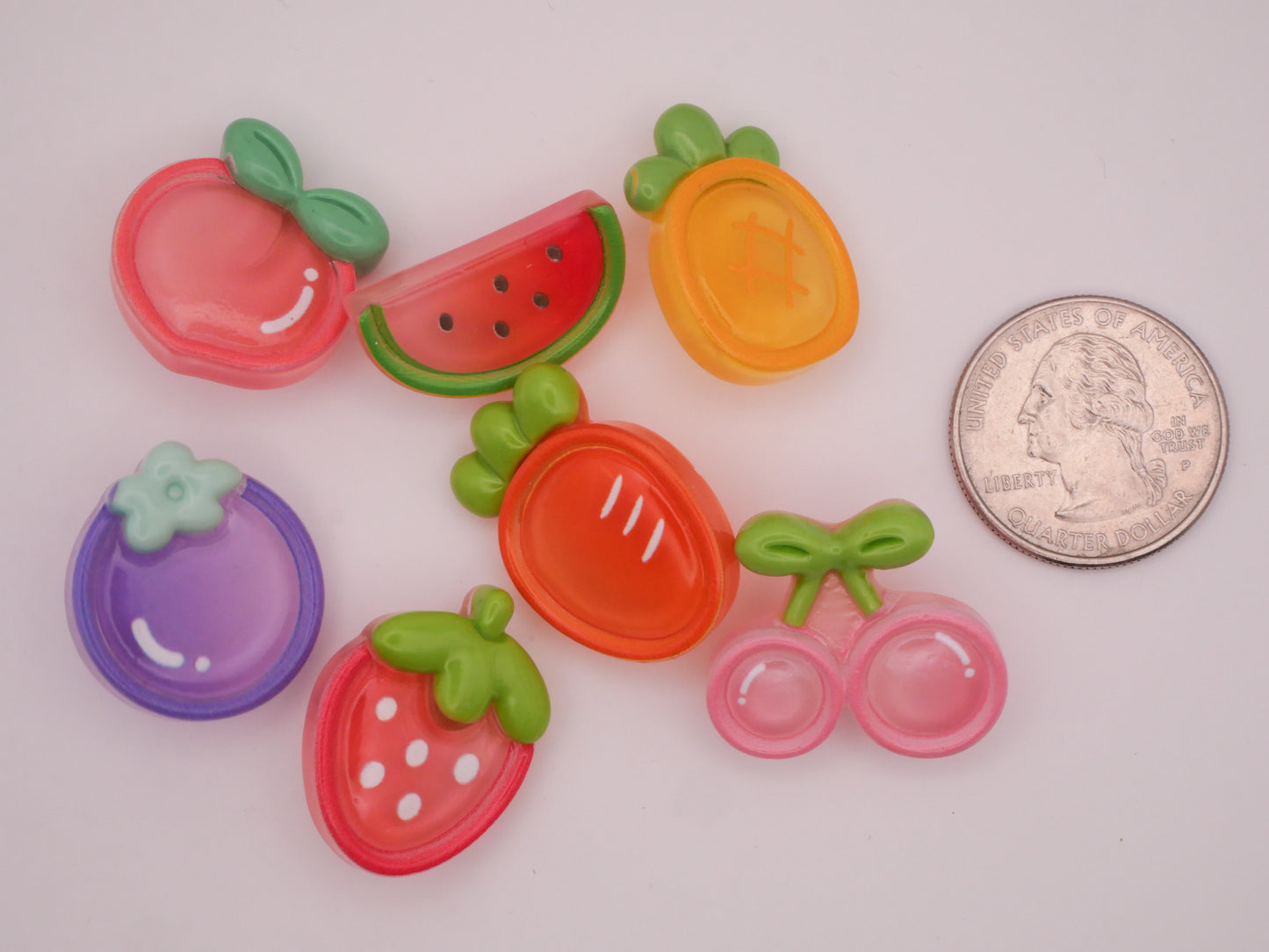 Fruit Vegetable Colorful Plastic Assorted Set of Five Buttons 13-25mm