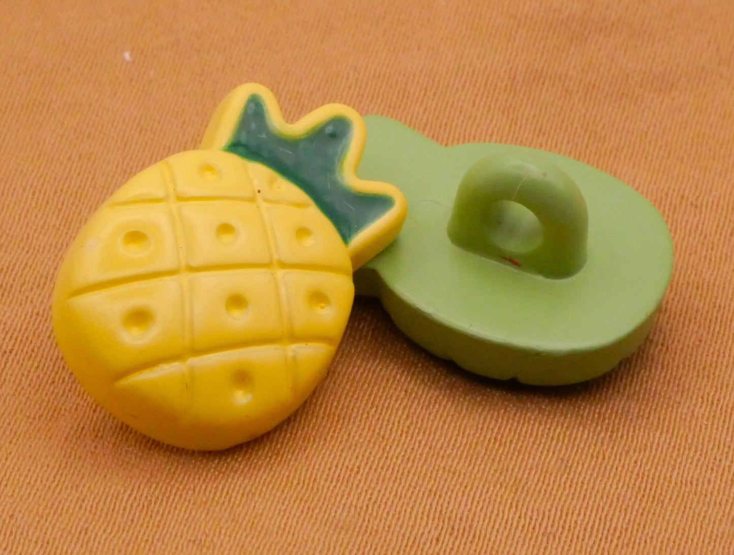 Pineapple Fruit Colorful Plastic Set of Seven Buttons 13x20mm
