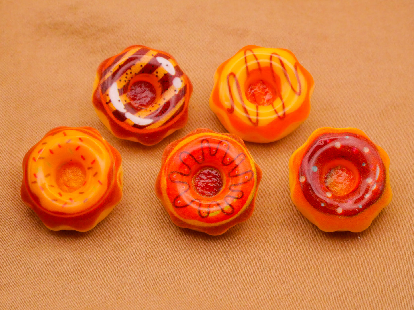 Donut Decorated Plastic Assorted Set of Three Buttons 20mm