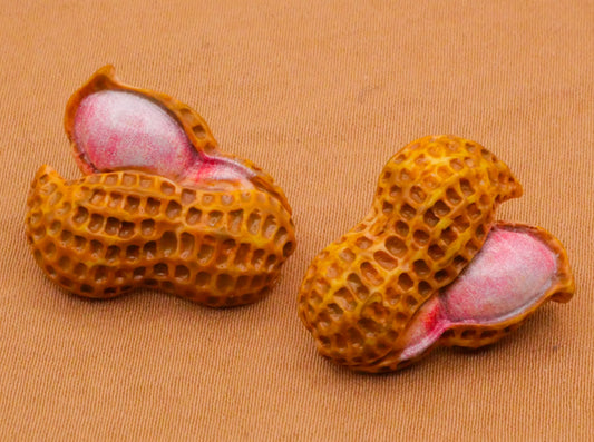 Peanut Shell Realistic Plastic Pair of Buttons 18x21mm