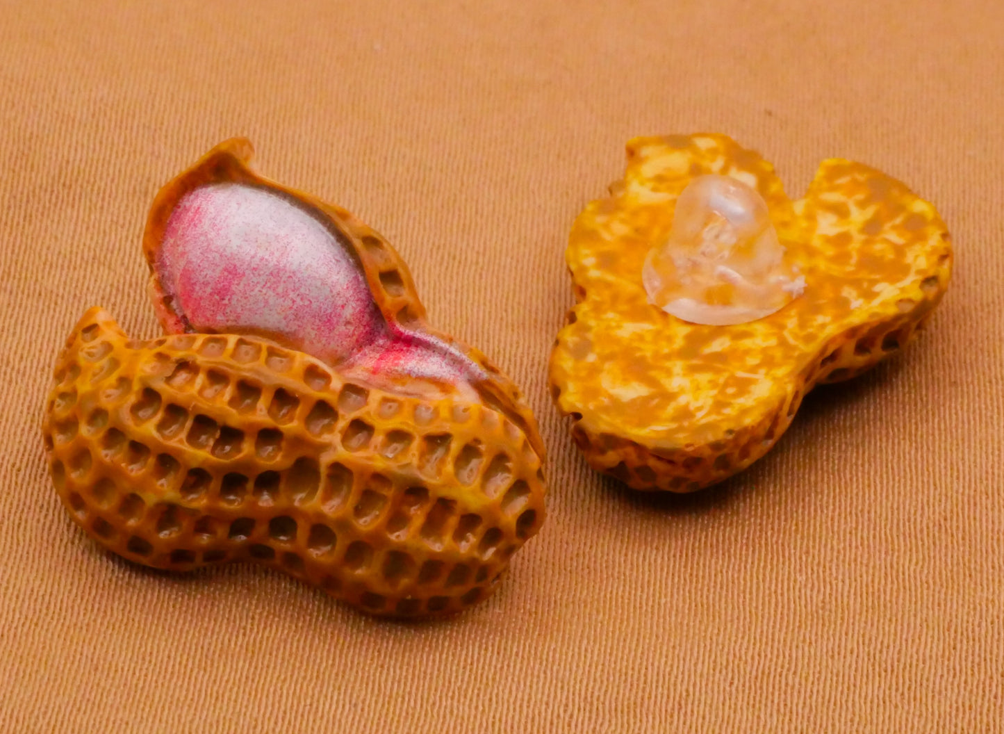 Peanut Shell Realistic Plastic Pair of Buttons 18x21mm