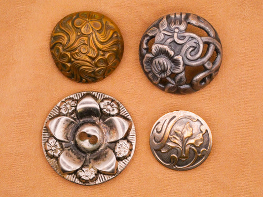 Flower Floral Art Nouveau Design Metal Button Various 19-29mm