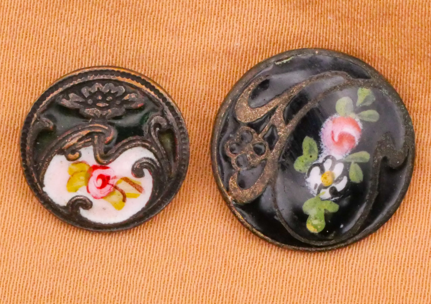 Rose Enamel Art Nouveau Antique Metal Button Various 13-16mm