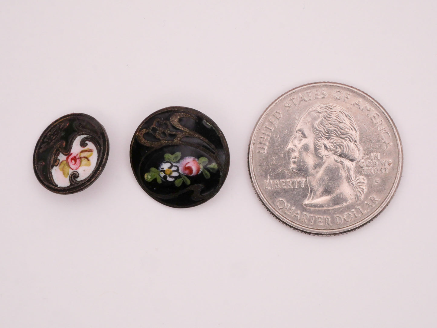 Rose Enamel Art Nouveau Antique Metal Button Various 13-16mm