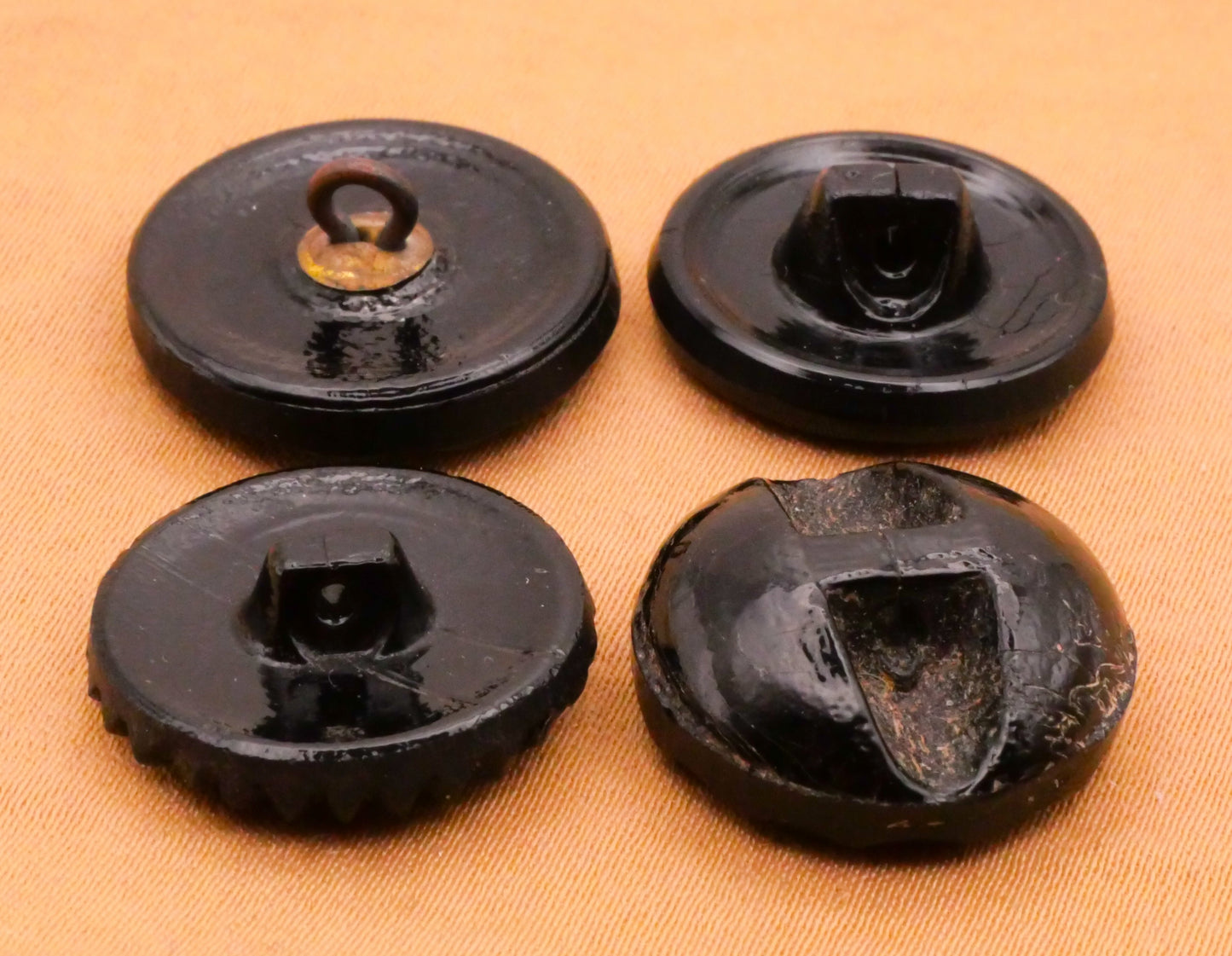 Flower Floral Black Vintage Antique Glass Button Various 17-19mm