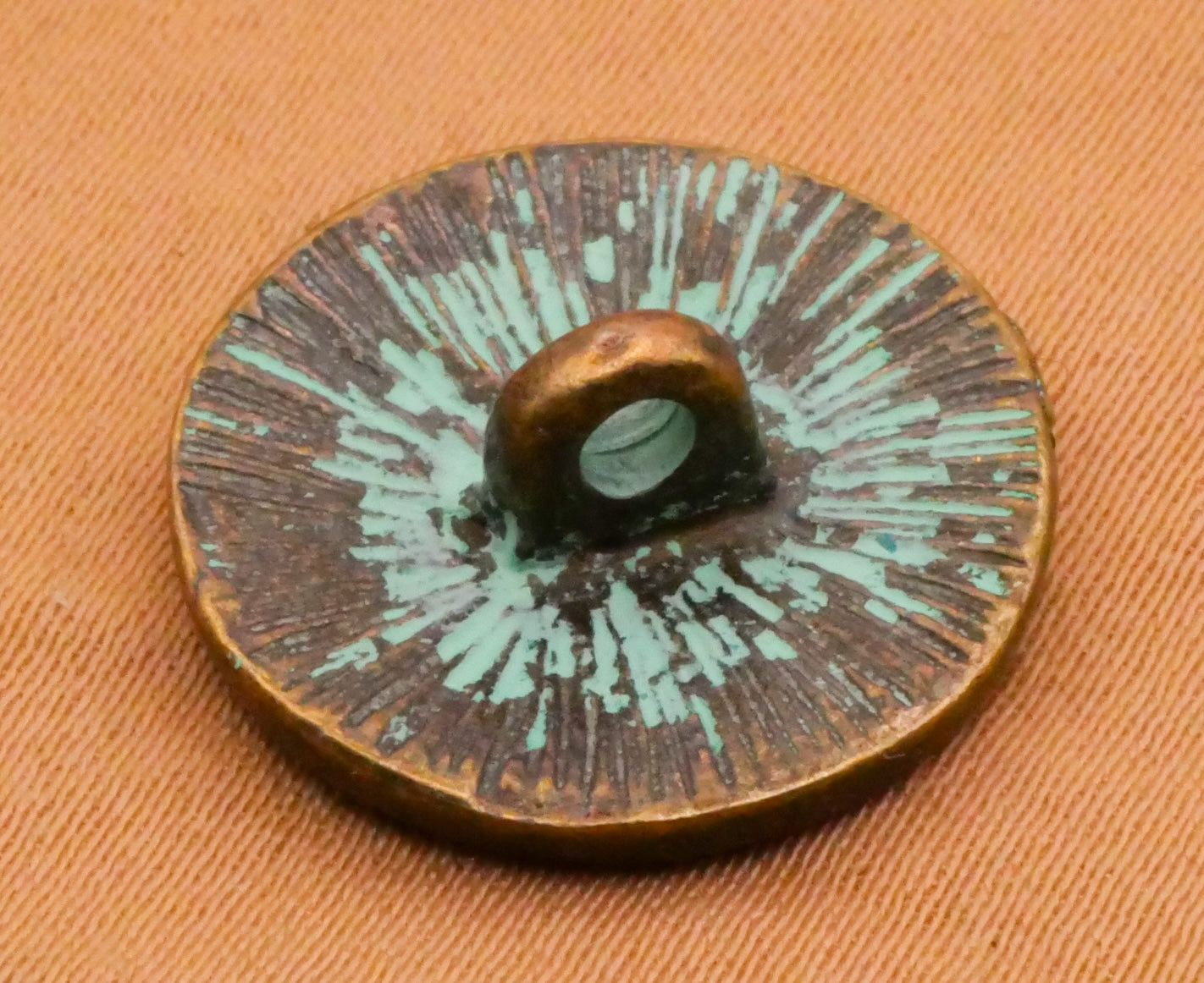 Dragonfly Insect Green Patina Metal Button 17mm