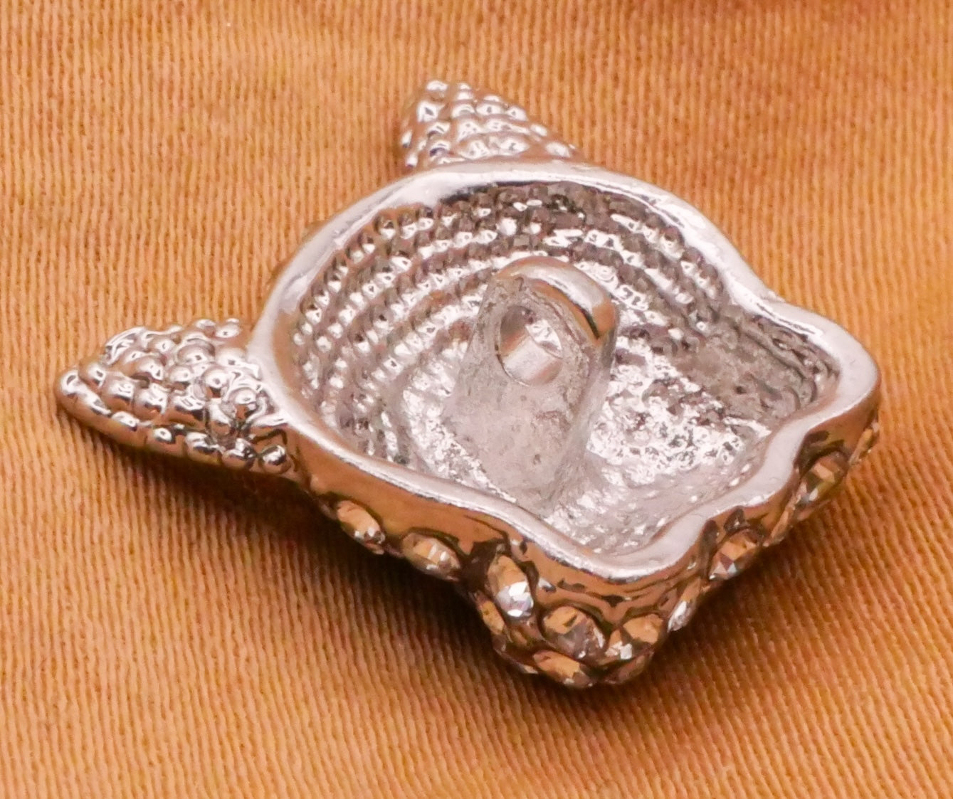 French Bulldog Rhinestone Silver Metal Button 15x16mm