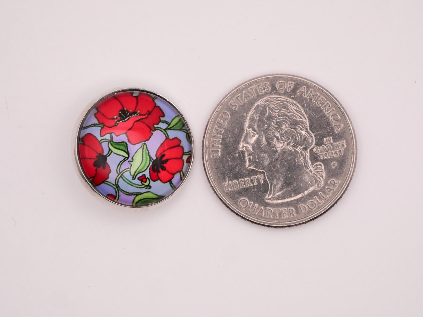 Floral Flower Art Nouveau Glass Silver Metal Set of Five Buttons Various 20mm
