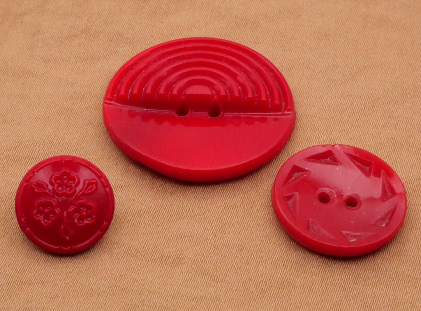 Bright Red Opaque Vintage Glass Button Various 13-27mm