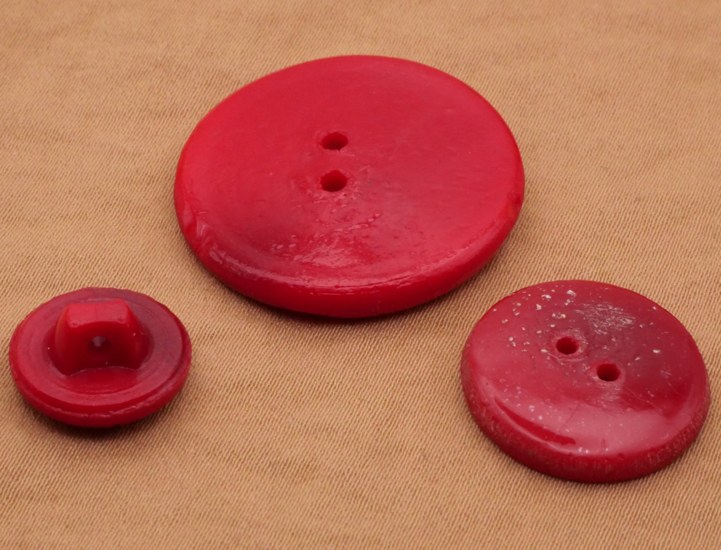 Bright Red Opaque Vintage Glass Button Various 13-27mm