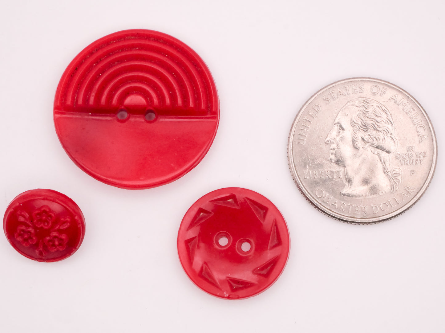 Bright Red Opaque Vintage Glass Button Various 13-27mm
