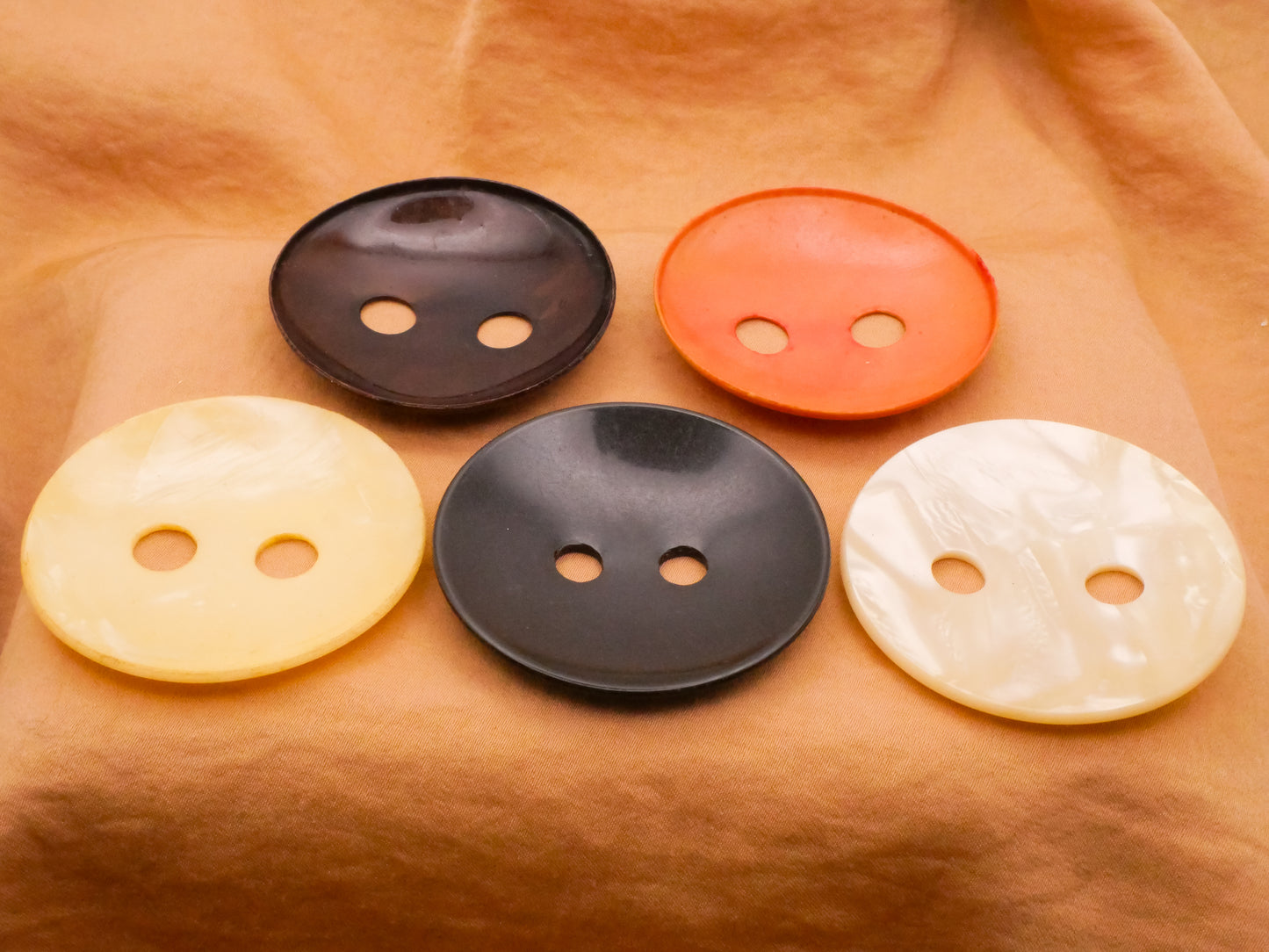 Cupped Large Hole Early Plastic Button Various 48-49mm