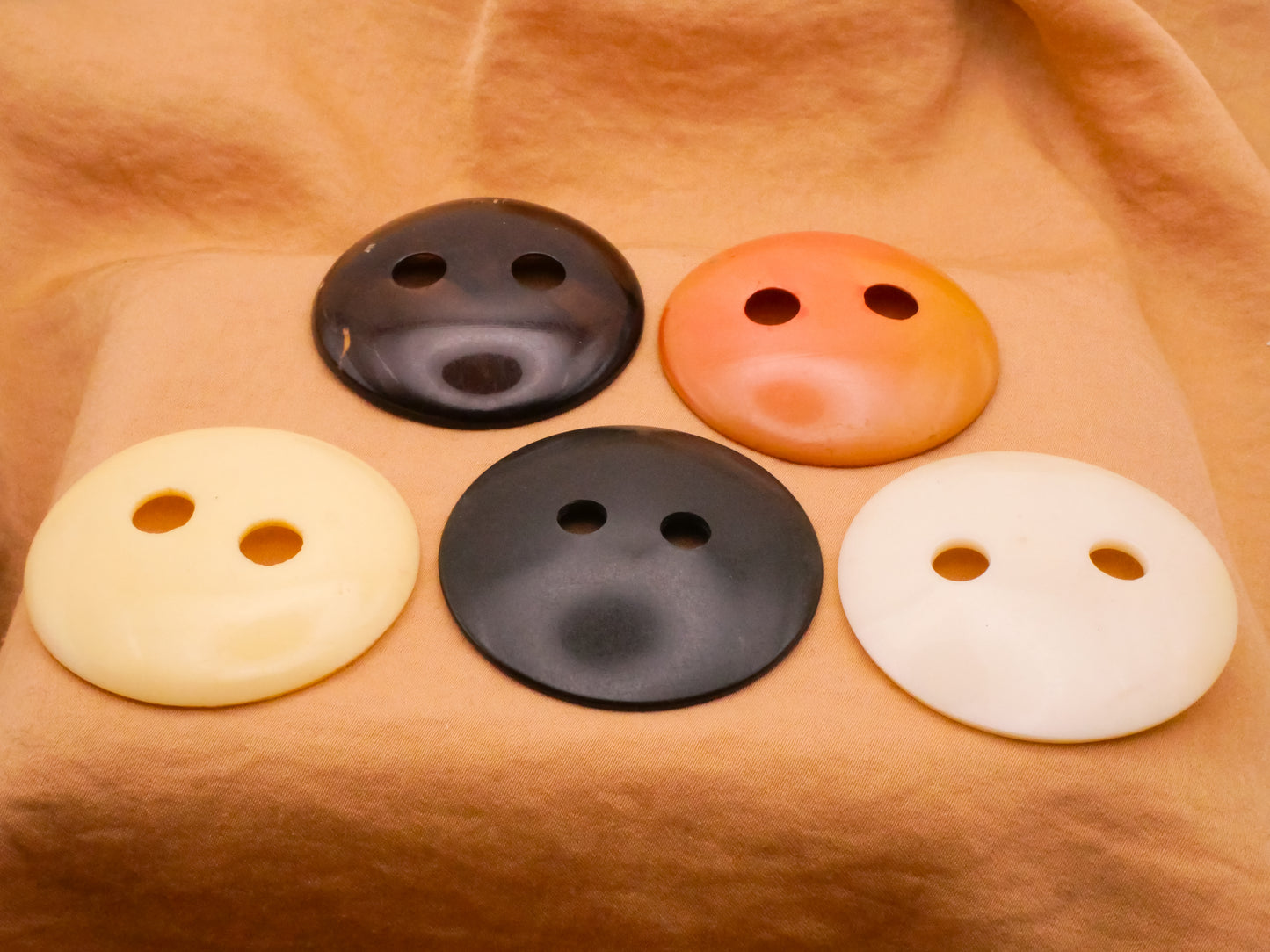 Cupped Large Hole Early Plastic Button Various 48-49mm