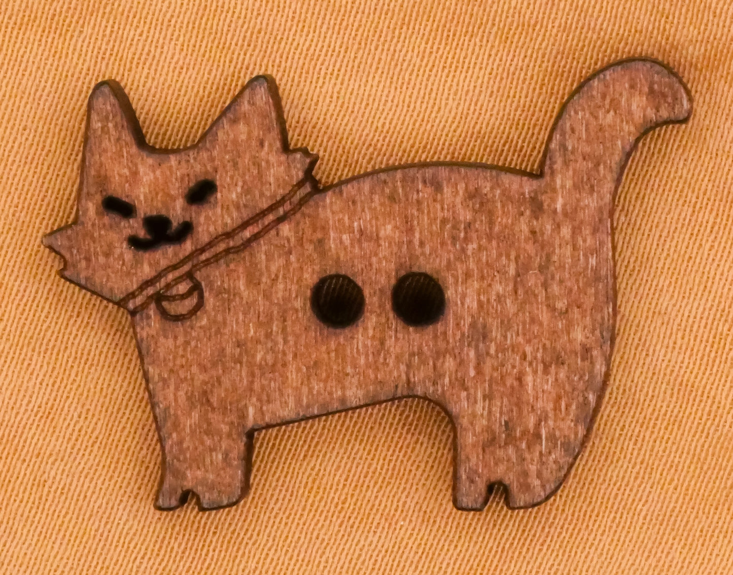 Cat Kitty Laser Cut Wood Set of Five Buttons 19x28mm
