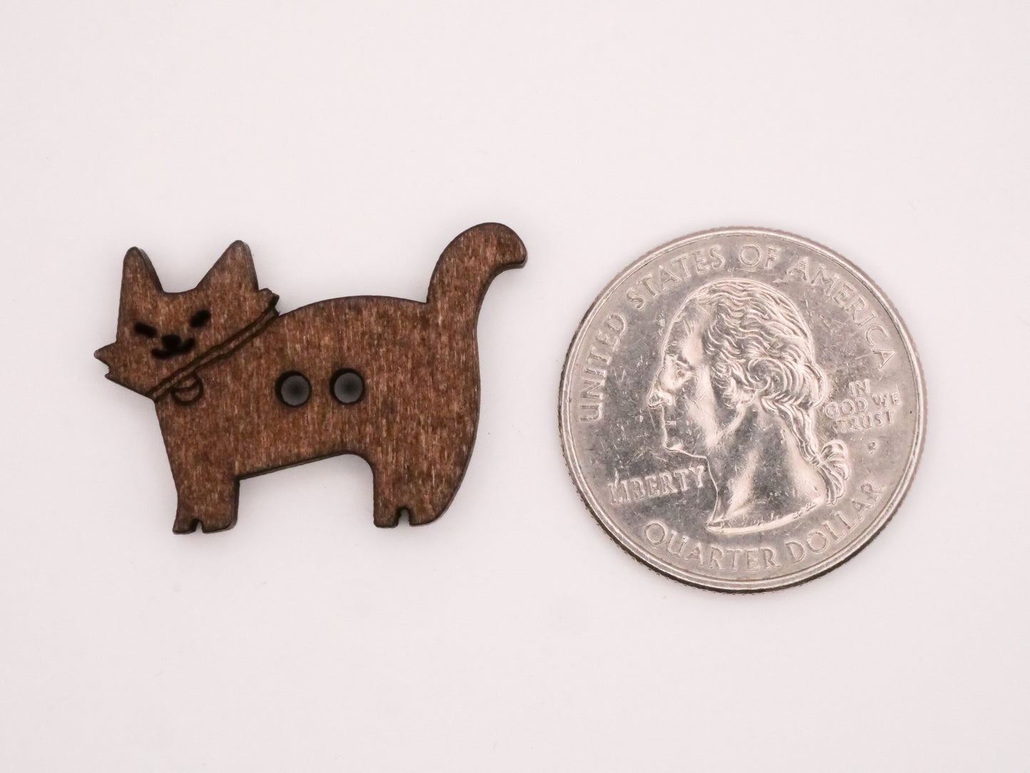 Cat Kitty Laser Cut Wood Set of Five Buttons 19x28mm